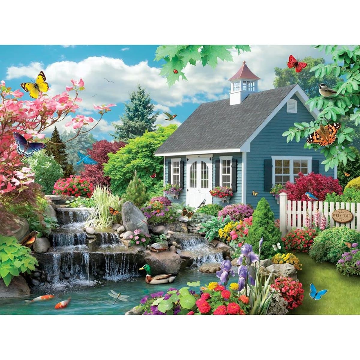 Bits and Pieces - 50 Piece Big Piece Jigsaw Puzzle for Seniors - 15" x 19" - Dreamscapes - 50 Piece Spring Flowers with Large Word Pieces Mental & Physical Dexterity Jigsaw Puzzle by Alan Gianna