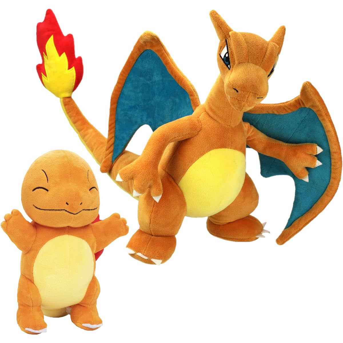 Pokemon 8" Charmander & 12" Charizard Plush 2 Pack - Evolution Set - Officially Licensed - Great Gift for Kids and Pokemon Fans, Ages 2+