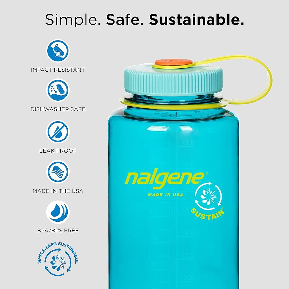 Nalgene Bottle Wide Mouth 1.0L Sustain and Easy Sipper Set (Pomegranate) [Parallel Import]