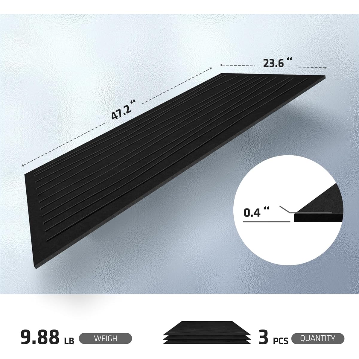 UMIACOUSTICS 3 Packs Large Sound Absorbing Panels, 48" x 24" x 0.4" Acoustic Panels, Decorative Sound Proof Panels in Artistic Curve Shape for Wall Door.