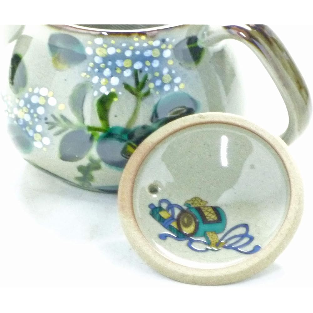 Kutani ware [teapot/teapot] Large calyx hydrangea blue & blue [back picture]