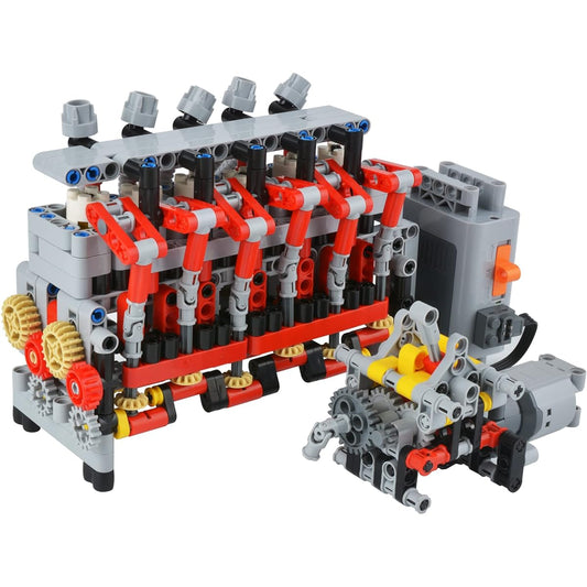 6 Cylinder L6 Engine Model Building Kit Set Hobby DIY STEM Toys 500 Pieces + Toy Building Set with Guide for Kids & Adults, Build Your Own Engine to Run, Mini Engine