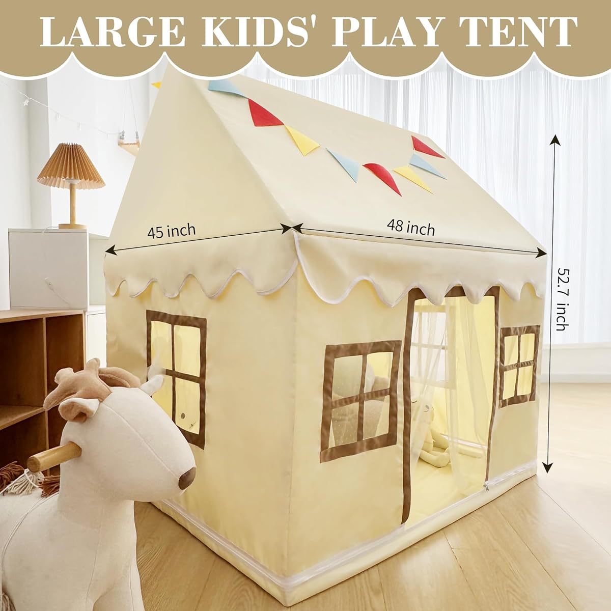 Kids Tent Wash Toy Girls Boys Neutral Color Large Size 48x45x52 inches