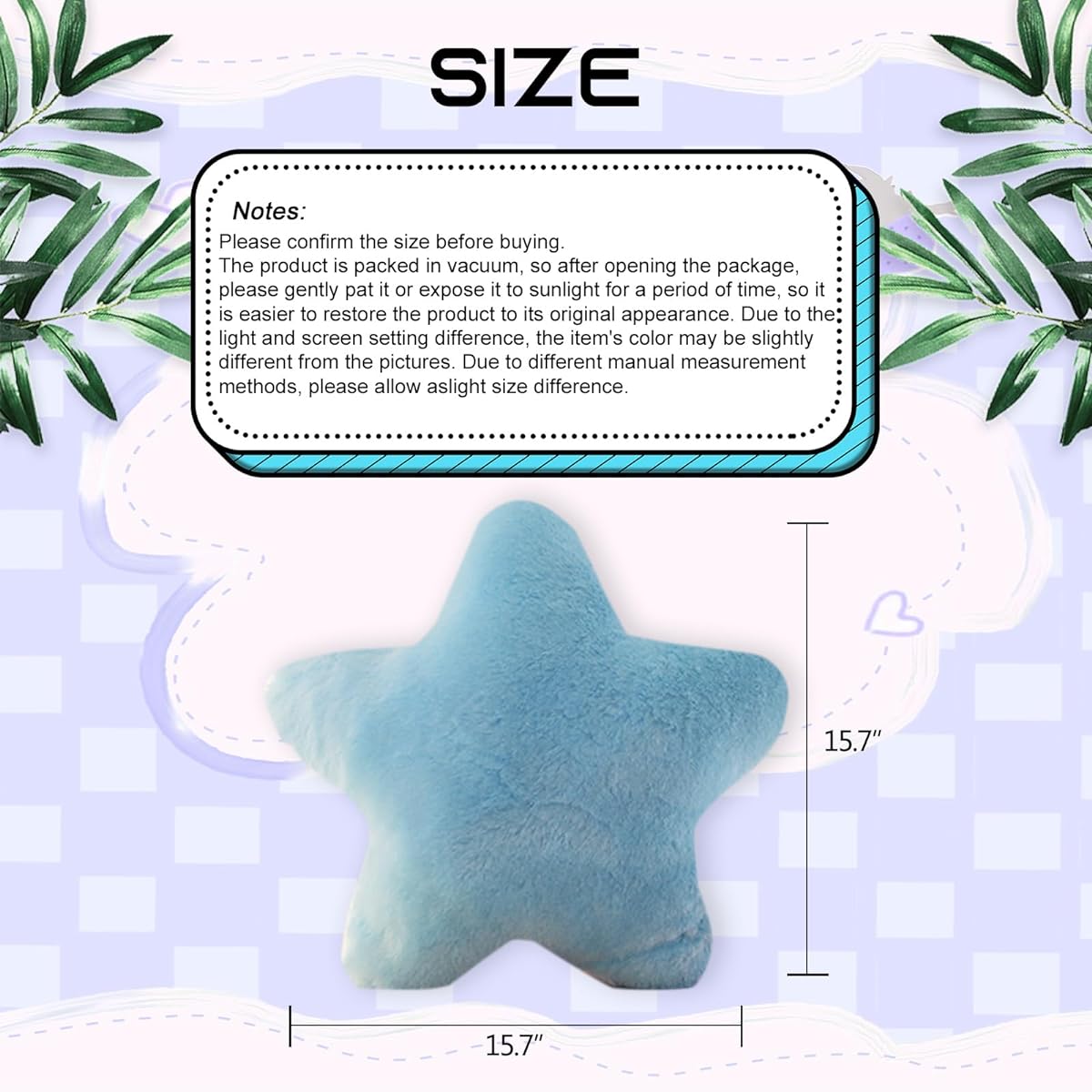 CHELEI2019 15.7 inch Star Shaped Pillow Stuffed Animal Star Shaped Cushion Toy Gift Blue