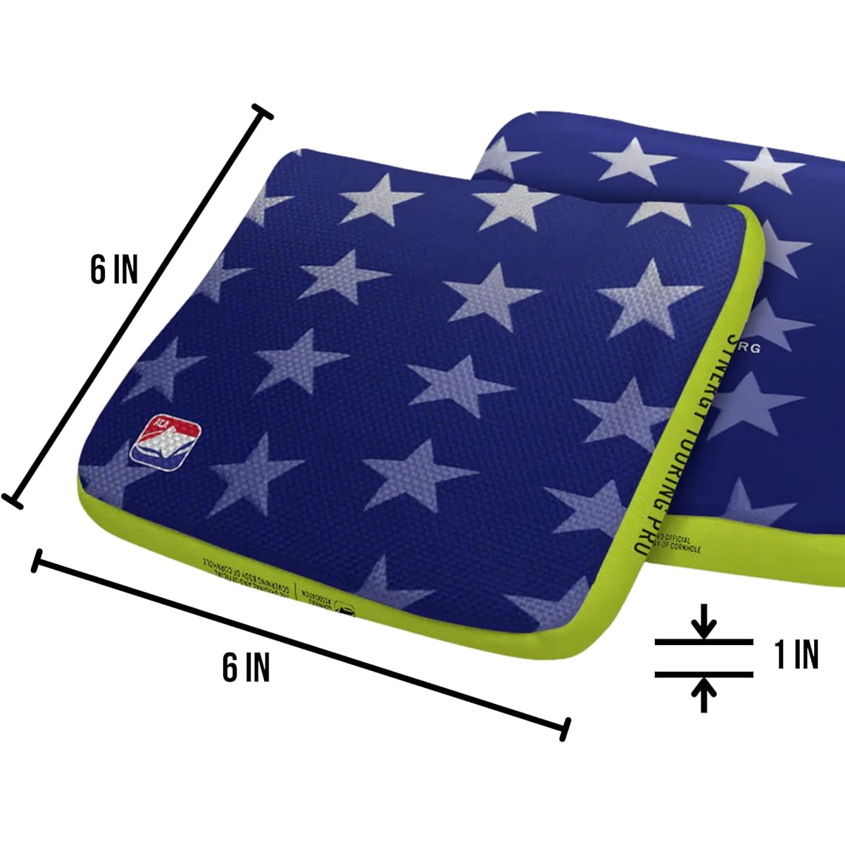 ACA Approved Official Rules 6x6" Cornhole Bags with Double Sided Edge Technology, Synergy Touring Pro, Set of 4
