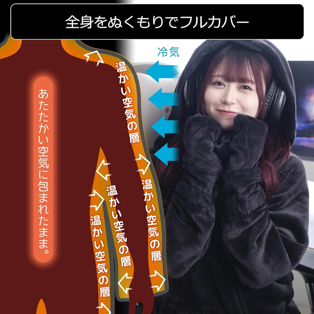 Bauhutte Blanket to Wear, Blanket to Wear for Gaming, Bad Arrival, 4G Next Black, XL Size HFD-4G-24-XL-BK 2024 Model, Winter Room Wear, Room Wear, Men's, Women's