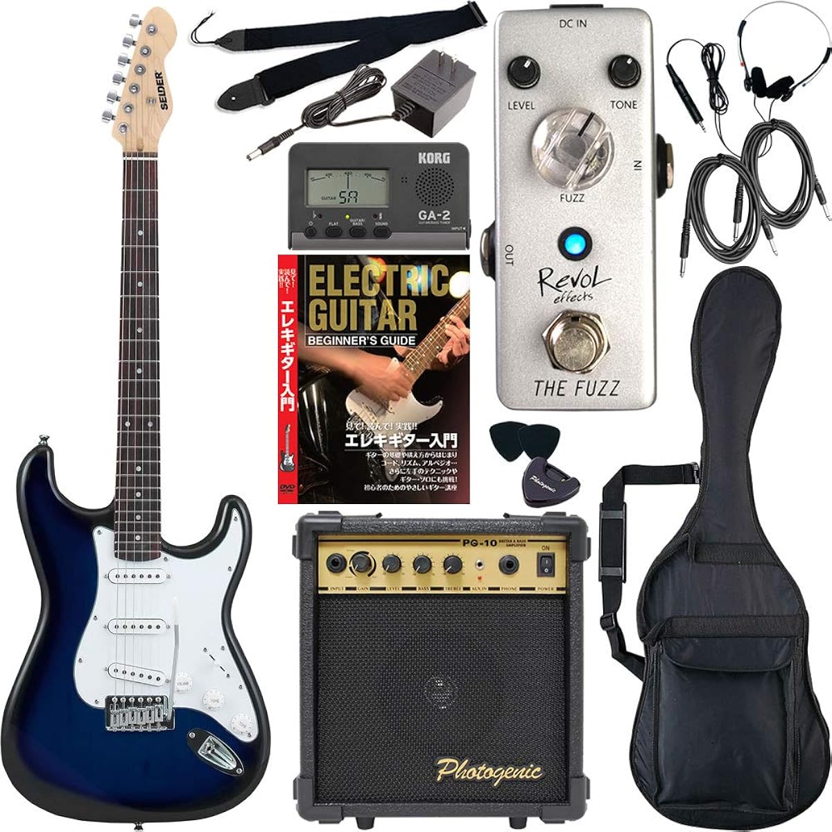 SELDER Electric Guitar Stratocaster Type ST-16/BLS Sakura Gakki Original Revol Effects Effector Beginner's Set [Fuzz THE FUZZ/EFZ-01]