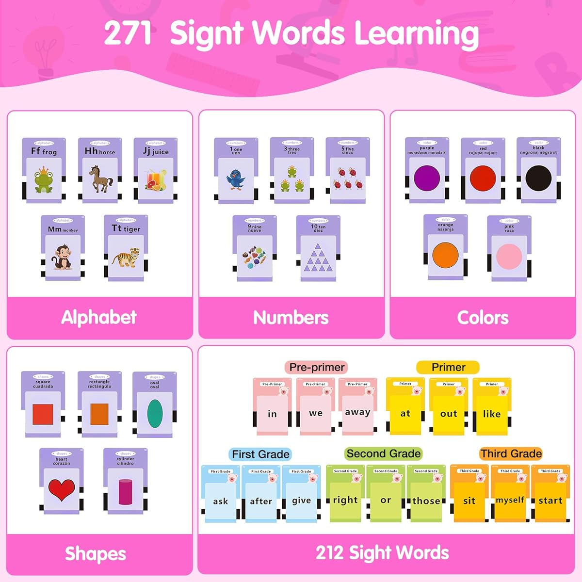 QuTZ Talking Flash Cards sigt Words Pink