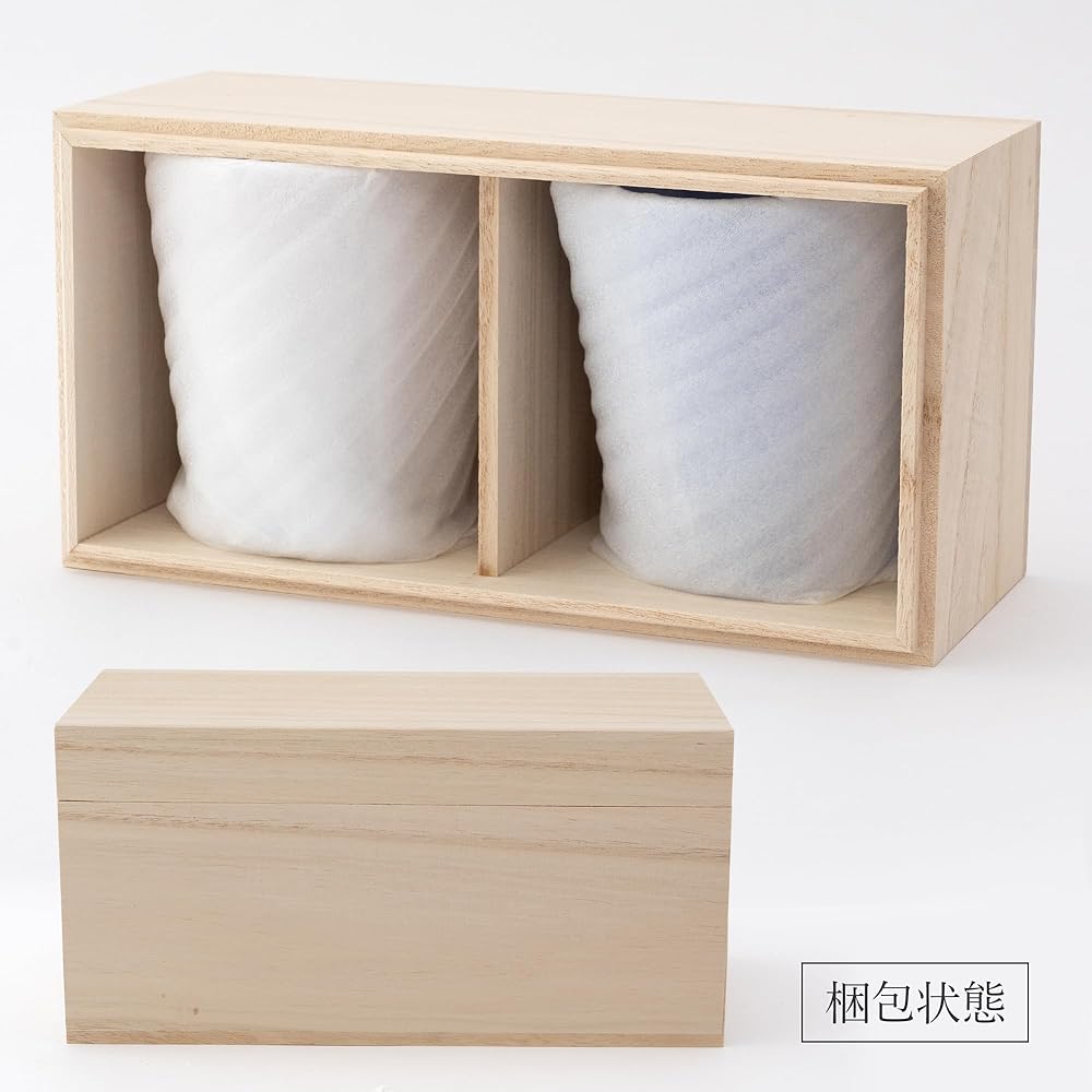 SEIDO Kiriko Glass Pair Set, Rocks Glass, Old Glass, Shochu Glass, Made in Japan, High Quality Paulownia Box, 240ml (Chrysanthemum Tsunagi)