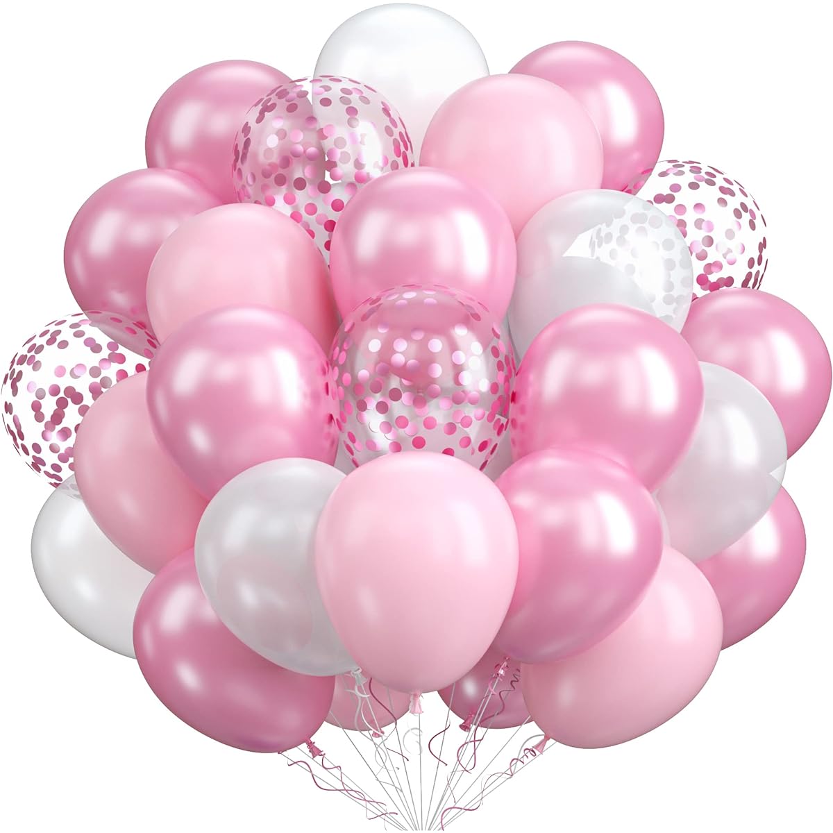 Balloons Pink and White 60 Pack 12 Inch Light Pink White Balloons with Confetti Balloons for Birthday Party Decorations Girls Women Wedding Christening Baby Shower Party Bridal Shower