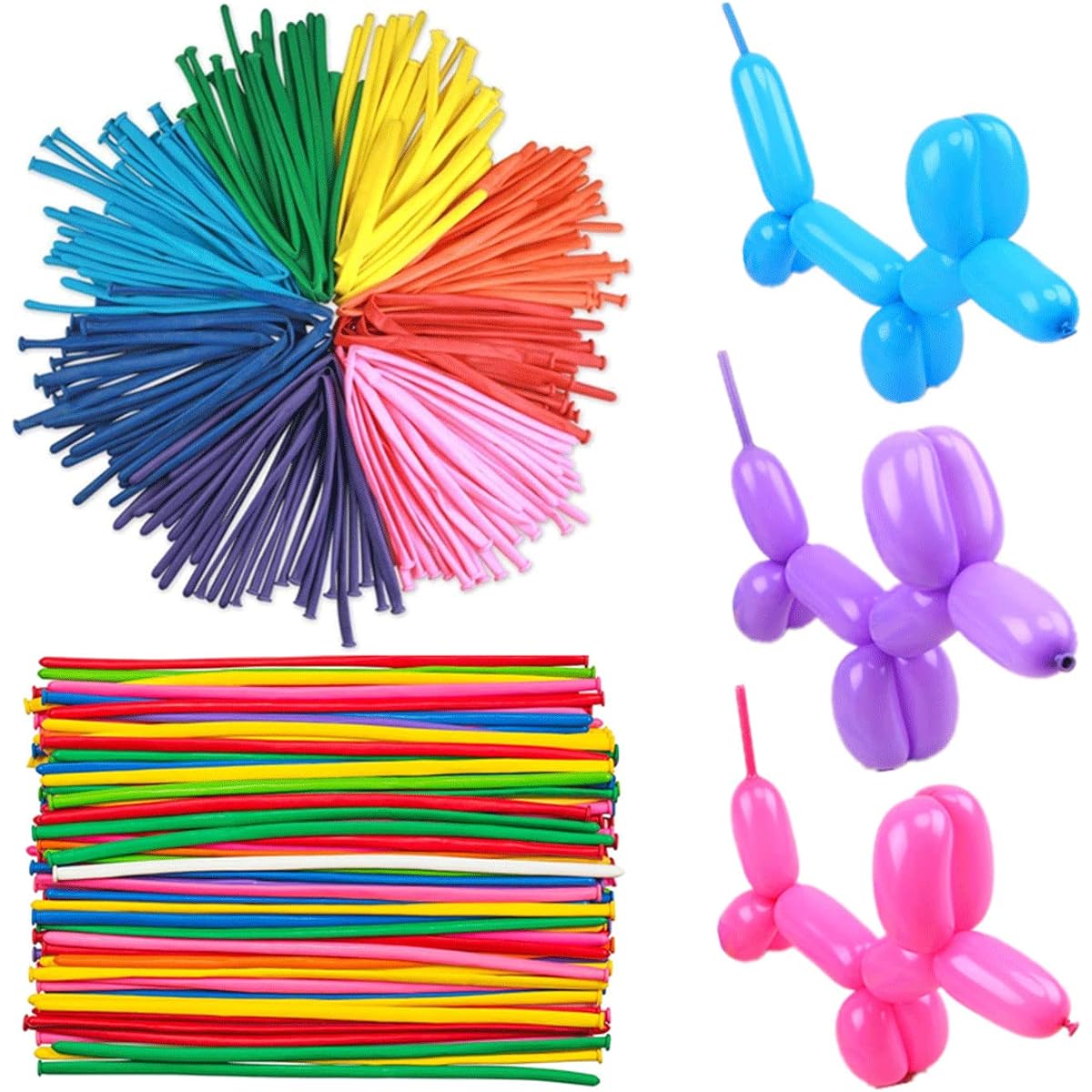 Balloon Art Balloons Elongated Balloons Pencil Balloons Modeling Balloons Long Balloons for Animals Bright Colors Large Capacity Size 1000 Pieces