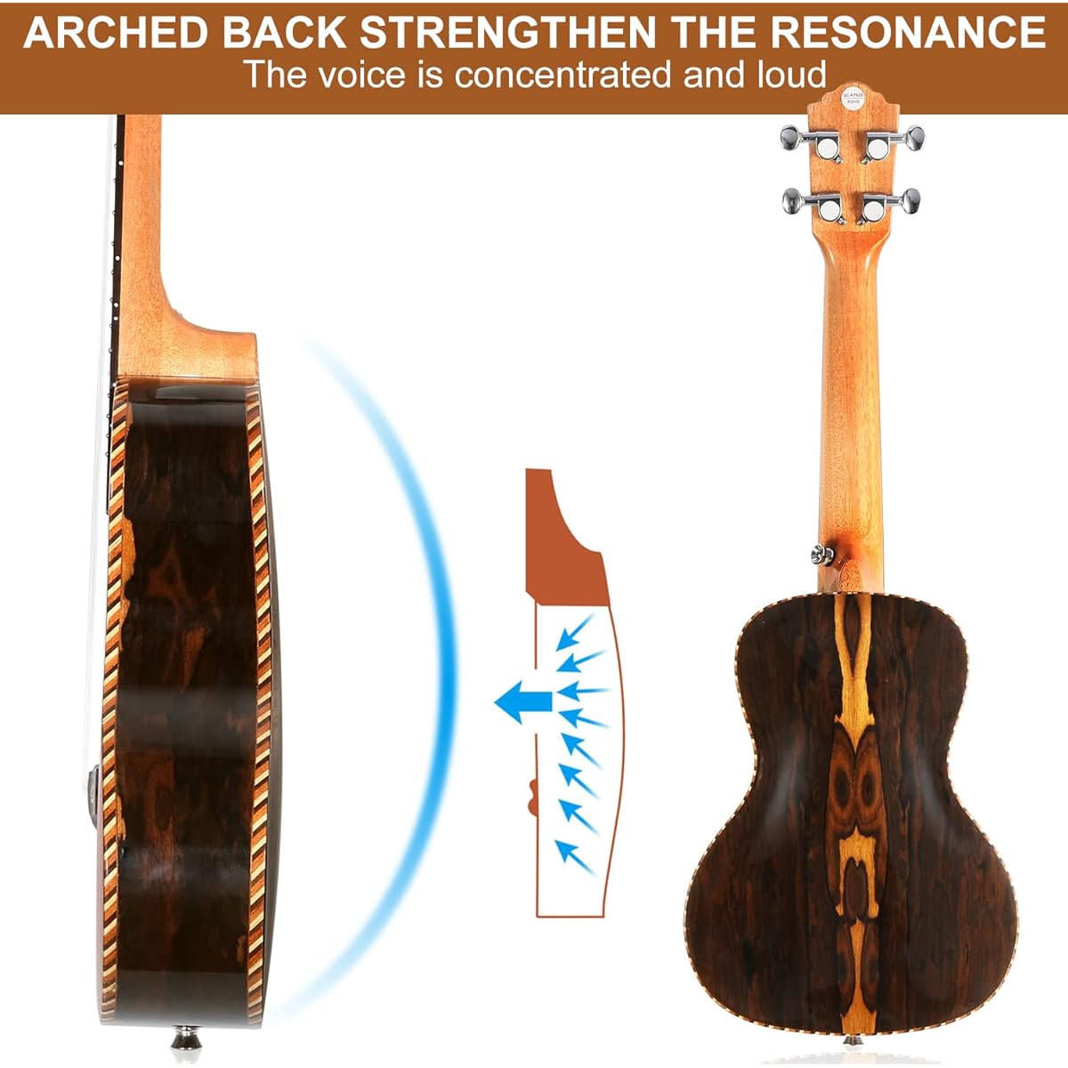 Hricane Concert Ukulele Jirikote 23 Inch Professional Hawaiian Ukulele Beginner Gig Bag Strap String Set
