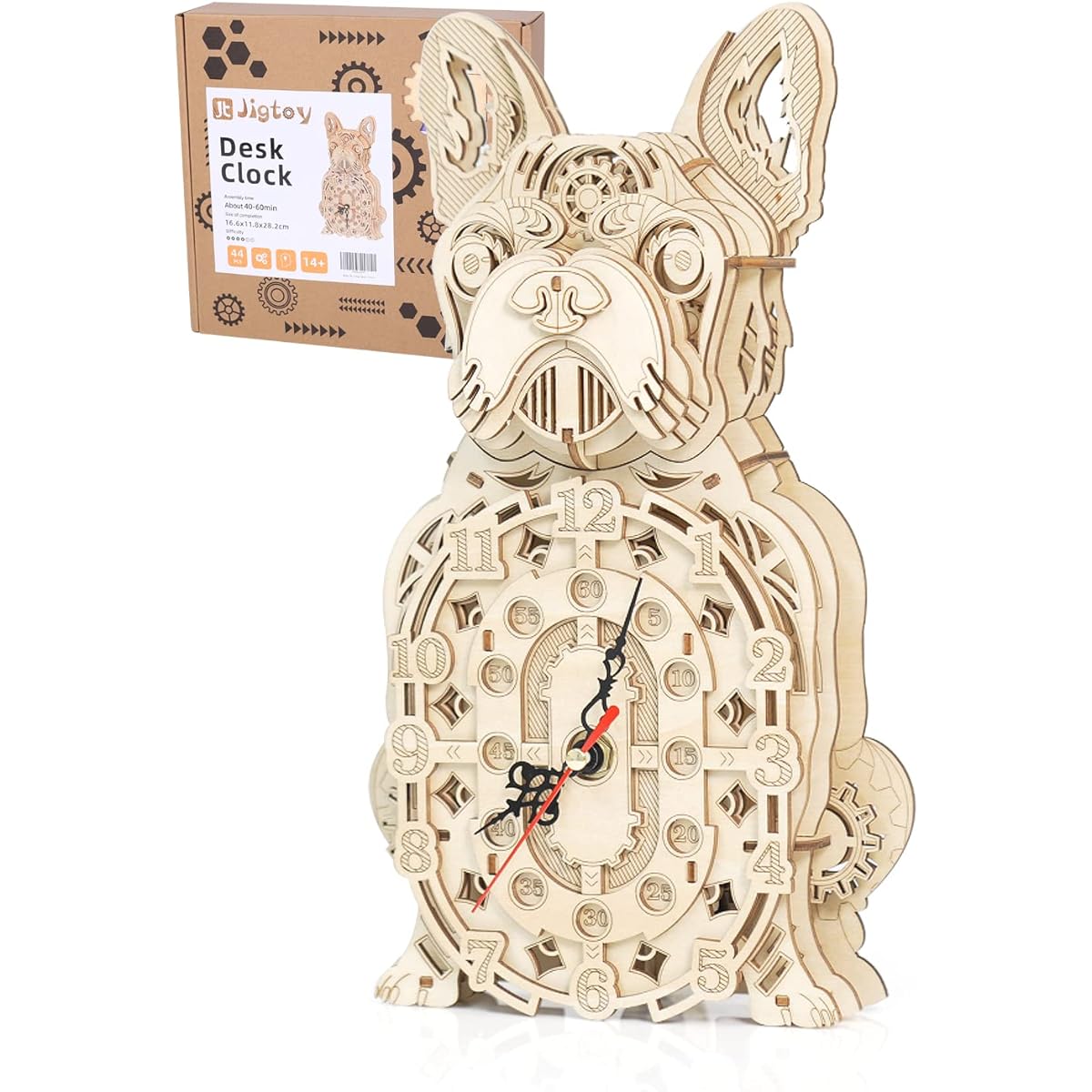 Handmade DIY 3D Wooden Puzzle for Adults and Kids: Unique Desk Decoration for Christmas/Birthday Gift, Mechanical Bulldog Wood Puzzle Model