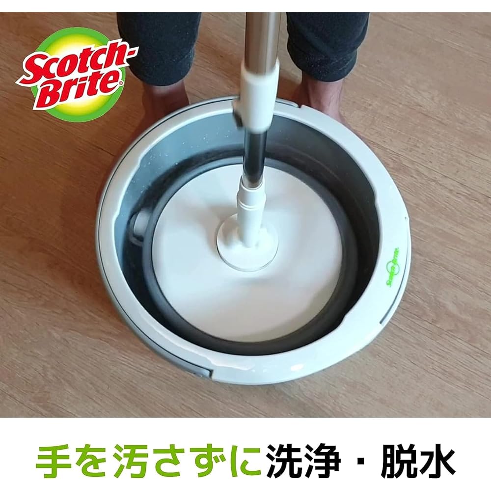 3M Rotating Mop with 1 Replacement Wet Wiping Floor Cleaning Floor Microfiber Scotch Bright SSM-T6J+R A