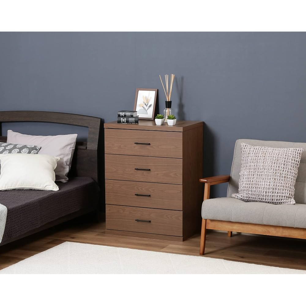 Fuji Boeki Chest of drawers 4 tiers Width 60 x Depth 39.5 x Height 80 cm Brown Wood Grain Drawer Assembly Product Largo 86026