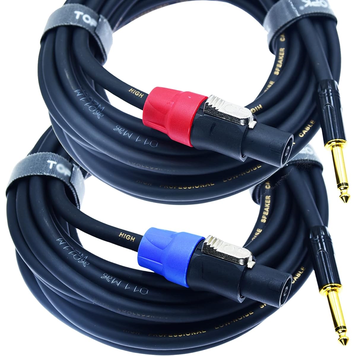 Speak on Professional Speakon - 1/4" TS Speaker Cable for PA Jack Pair 18AWG Gauge Male Audio Port Plug Amplifier Connection DJ AMP Heavy Duty Bosina Cord Wire Feet with Twist Lock (6 Feet) Set of 2