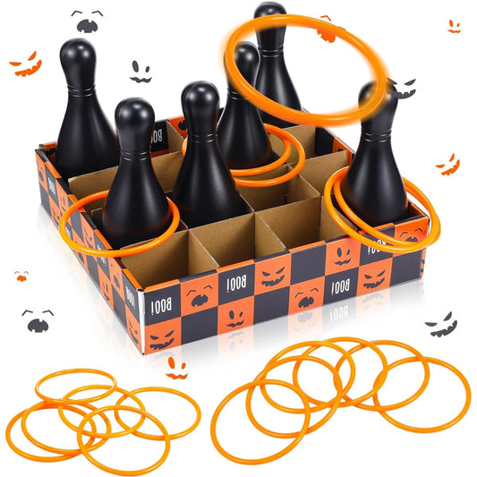 Wettarn Halloween Bottle Toss Game Ring Toss Game Halloween Party Game for Adults Indoor Outdoor Family Game Supplies Backyard Garden Holiday 13pcs