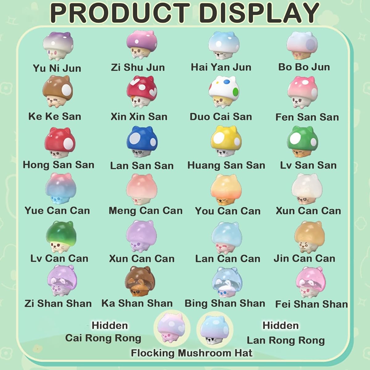 BEEMAI Mushroom Cat Series Blind Pack (5 per bag) Random Design Cute Figure Collection Toy Birthday Gift