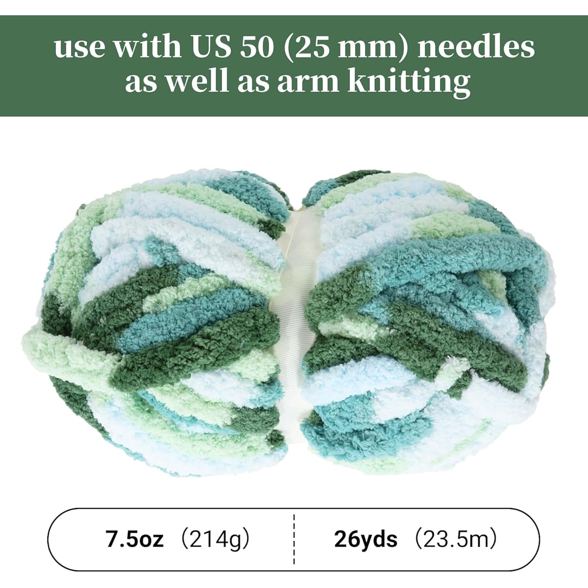 BALAPET 8 Pack Tie Dye Chunky Chenille Yarn for Crocheting & Knitting, 29 Yards per Skein, 7.5oz Soft Fluffy Kitting Yarn Set, Multicolor Plush Yarn for Handcraft Weaving Making Blankets, Blue Green