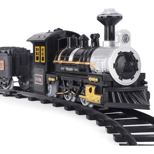 Lucky Doug Electric Christmas Train Set for Kids - Battery Operated Train Toy with Sounds, 4 Cars and 10 Tracks, Classic Toy Train Set for Ages 3, 4, 5, 6, Boys and Girls