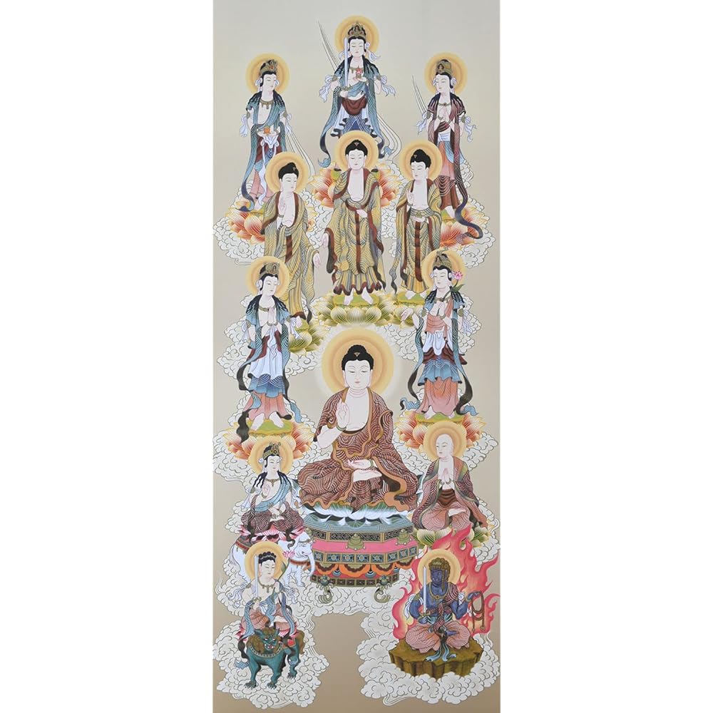 Hare no Machi Gallery Hanging Scroll Buddhist Painting Thirteen Buddhas Akatsuki Nagai Shakuzan 44.5×164cm