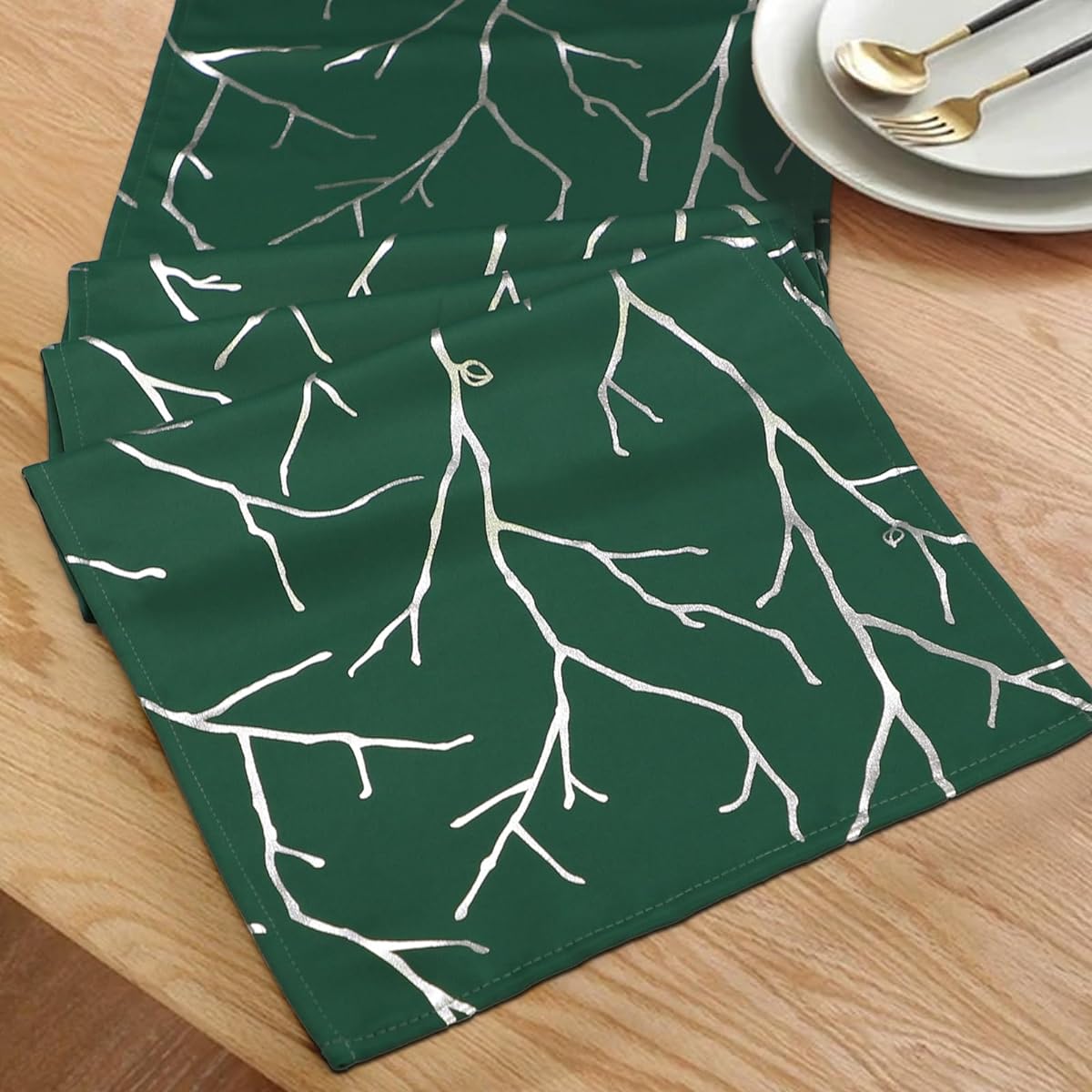 BUHUA Table Runner 72" Length Classic Farmhouse Tabletop Collection - Table Runner for Wedding Birthday Party Banquet Decoration (14x72" Green/Tree)