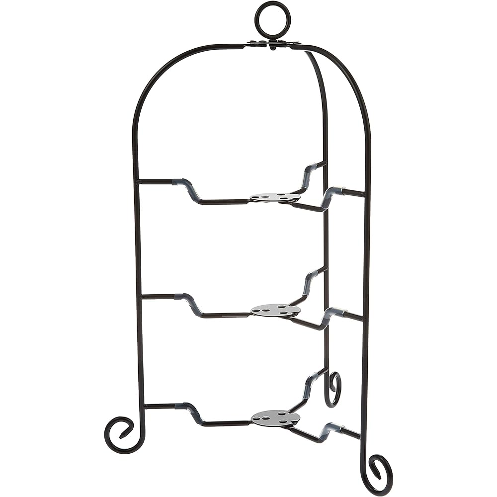 Aoyoshi CASUAL PRODUCT Dolce Foldable Cake Stand 3 Tiers BK 018183 Black Afternoon Tea Stand