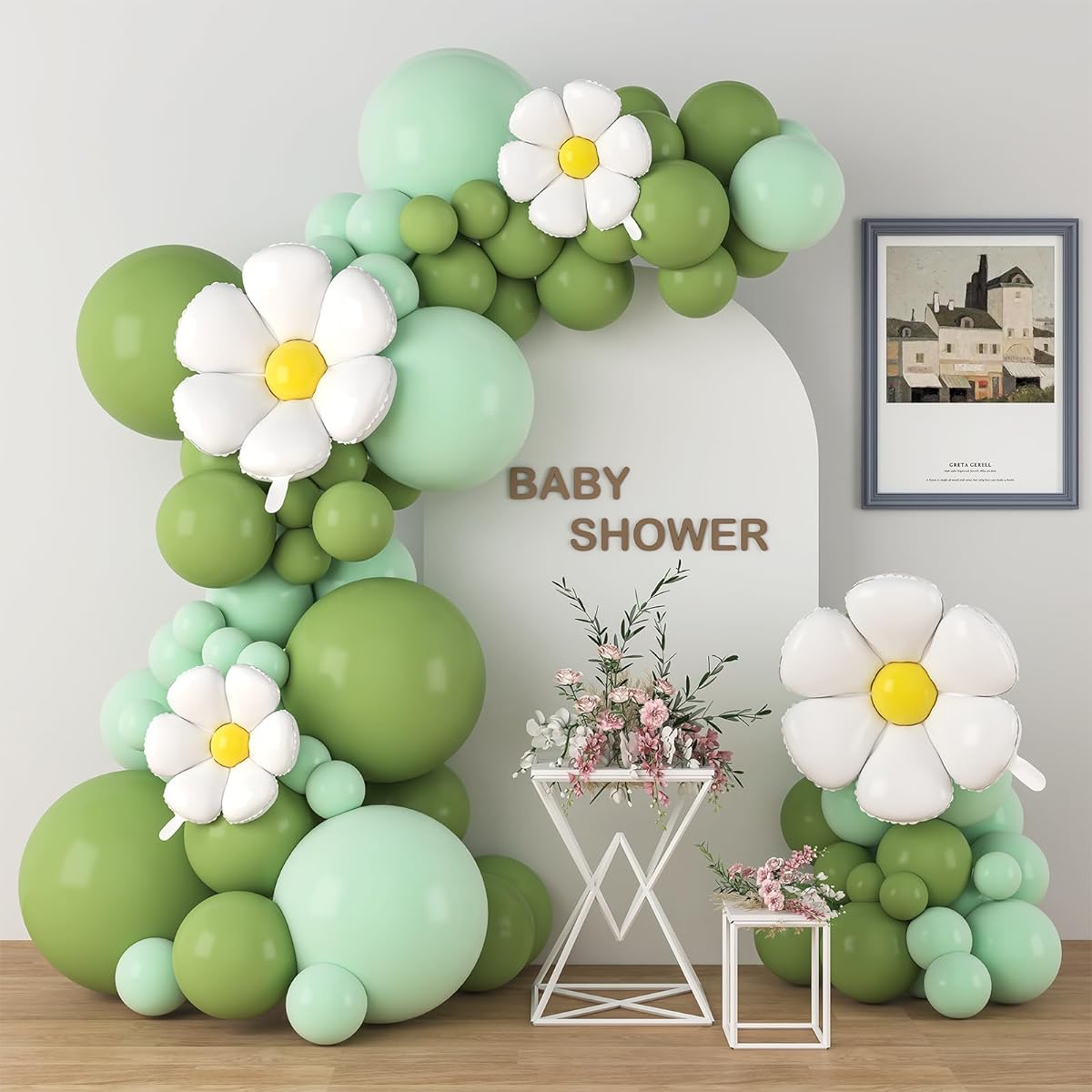 Green balloon garland