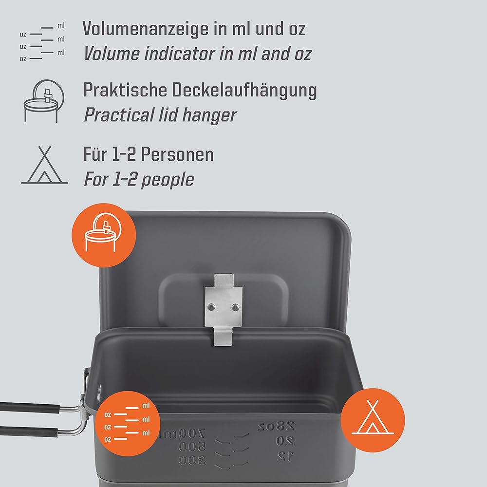 Esbit Outdoor Cook Set 1100ml with Mesh Bag ESCS1100HA Gray