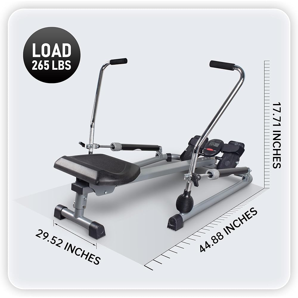Leikefitness Rowing Machine Foldable Home Hydraulic Rowing Machine with LCD Monitor Full Body Exercise Aerobic Exercise