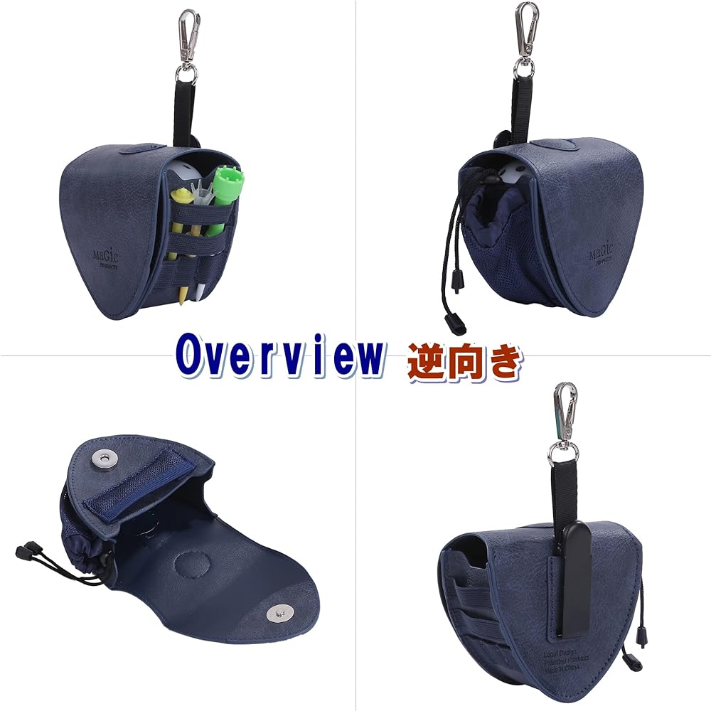 Magic Products Golf Ball Case with 3 Pieces, Versatile Storage, Soft Matte (Navy Navy Reverse)