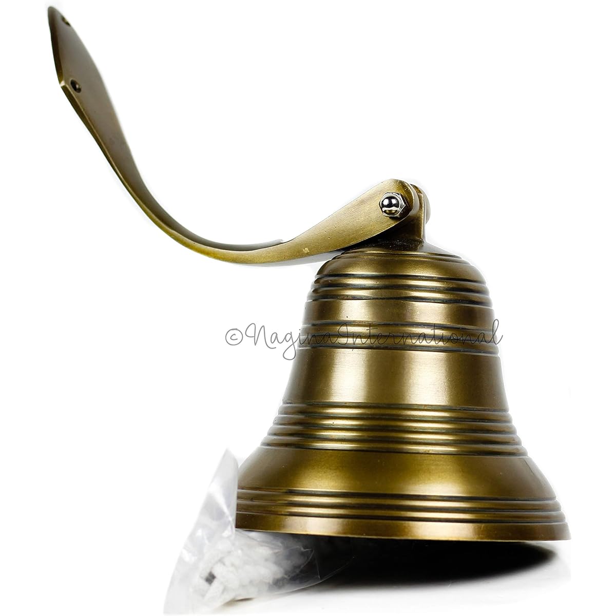 Nagina International Premium Aluminum Marine Boat Decorative Bell, Nickel Plated & Antique Brass Bell, Pirate Ship Bell, Wall Decor, Antique Brass, 6 Inch