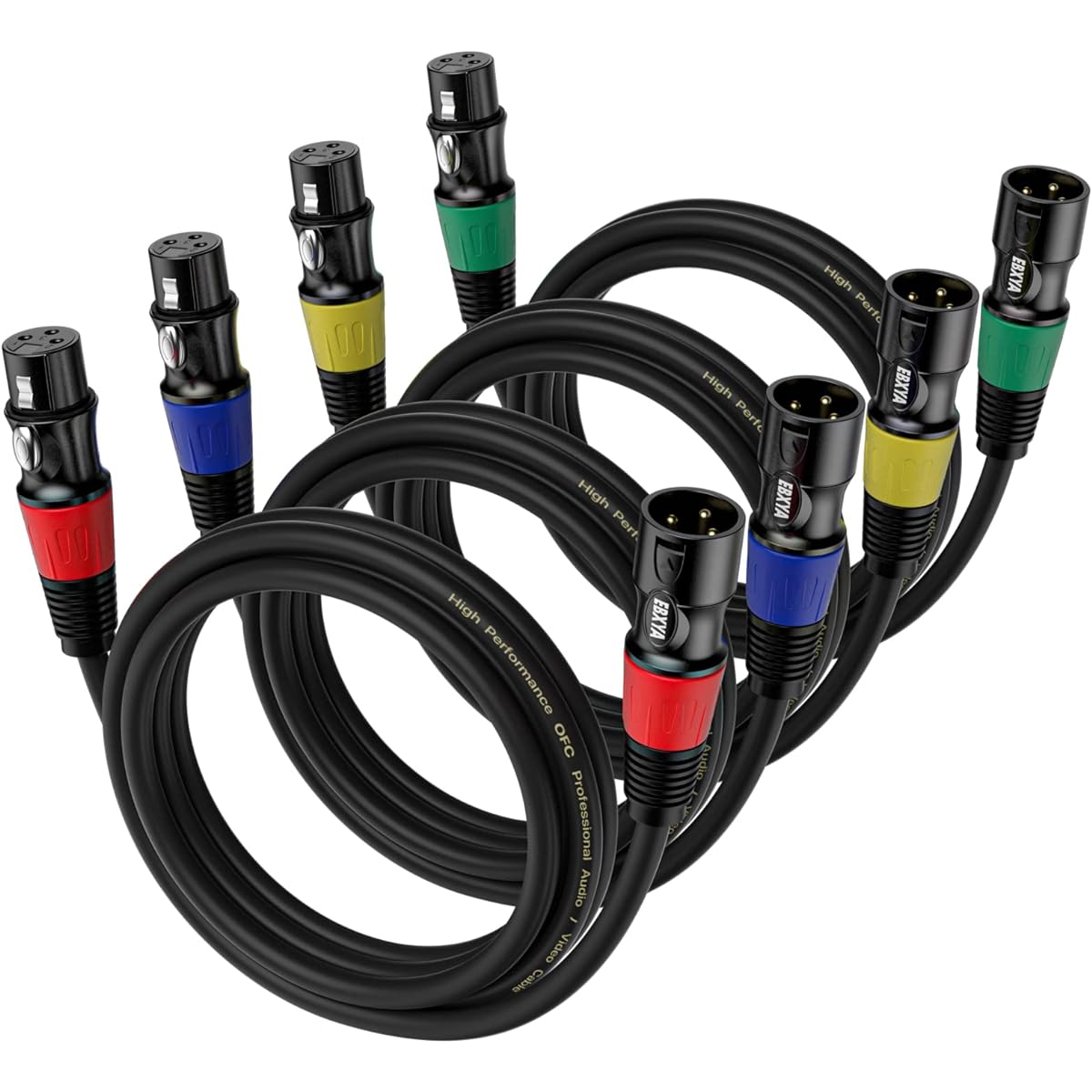 EBXYA XLR Cable 3 Feet 4 Pack Standard XLR Male to Female Microphone Cable with 3 Pin Balanced Shielded XLR Speaker Cable