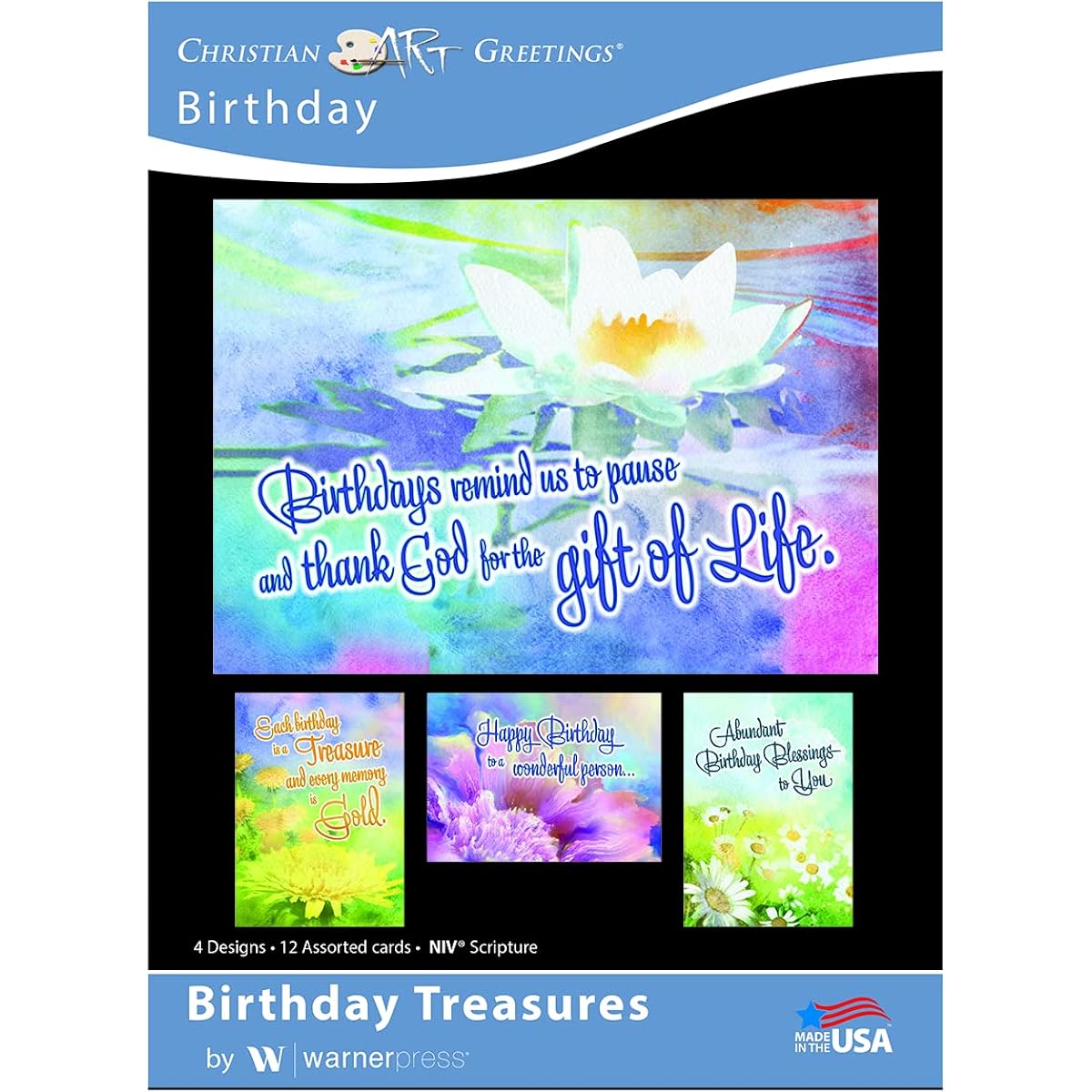 Birthday Treasures - Birthday Greeting Cards - NIV Bible - (Box of 12)