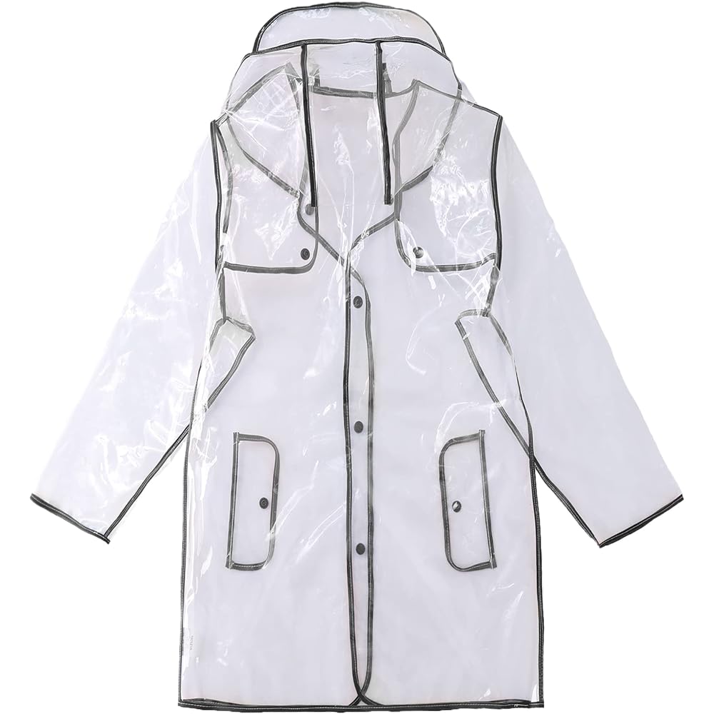 [Hiheart] Kids Raincoat, Junior Rainwear, Hooded, Transparent, Stylish, Children's Poncho, Ultra Lightweight, Includes Storage Bag, Rain Gear, Rainy Season Protection