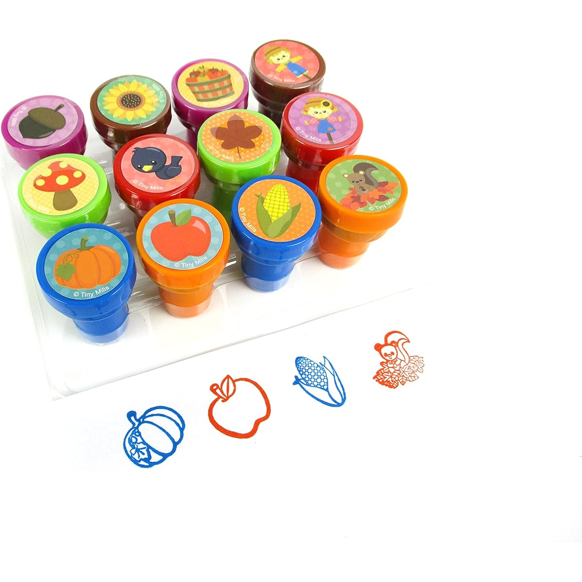 TINYMILLS Fall Harvest Thanksgiving Stamp Kit for Kids - Thanksgiving Pumpkin Fall Self Inking Stamps Gifts Party Favors