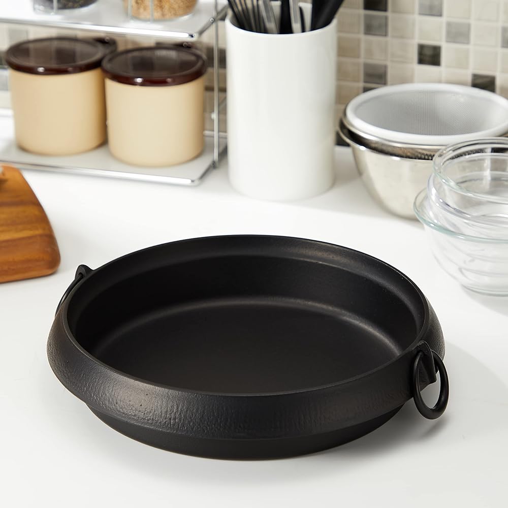 Iwachu Sukiyaki Pot Beautiful Skin Large Black Baked IH Compatible Nanbu Ironware 20015