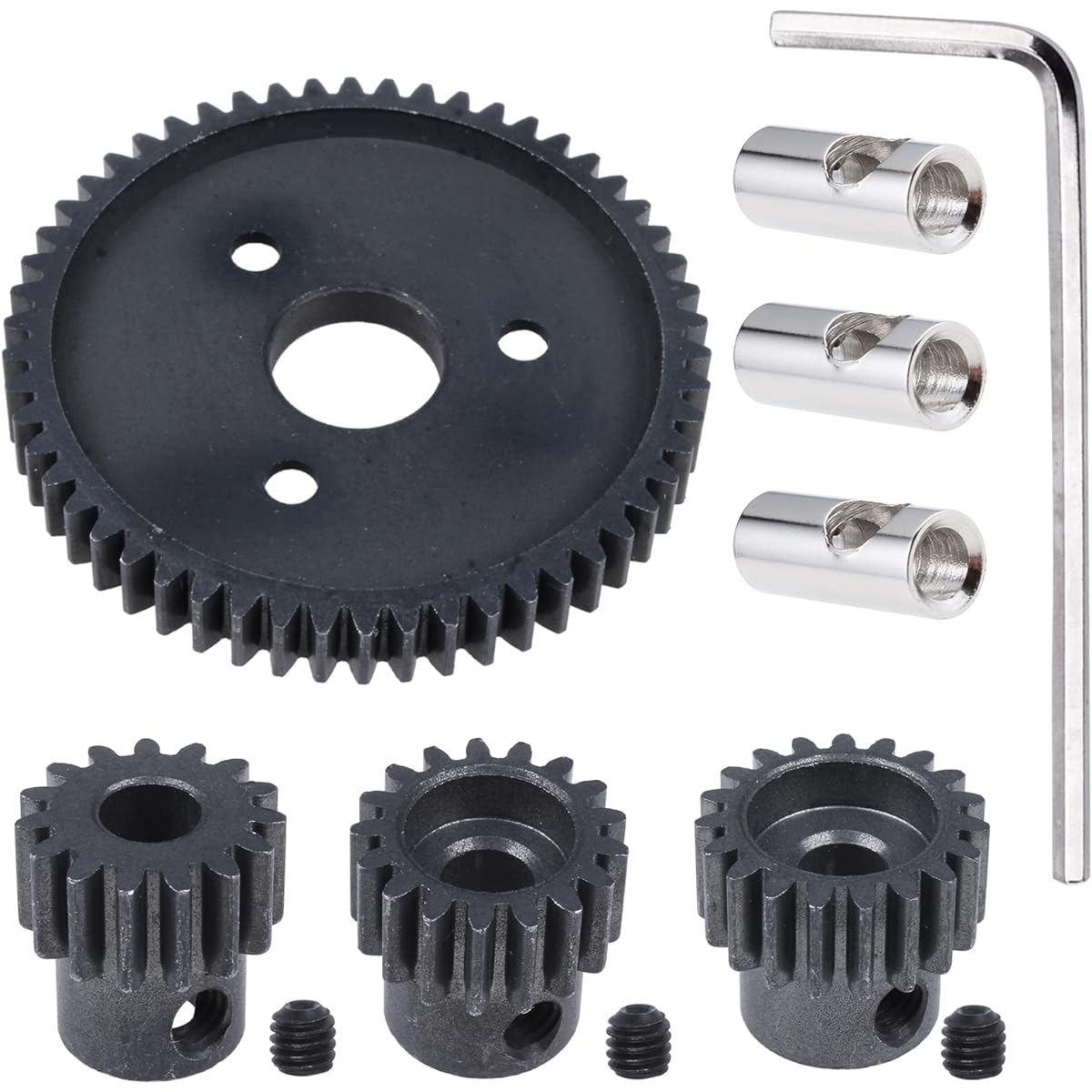 Hobbypark Metal Steel 0.8 Metric 32 Pitch 54-Tooth 3956 Spur Tooth & 32P 15T/17T/19T Pinion Gear Set for 1/10 Traxxas Slash 4x4 Rustler 4x4 VXL Stampede 4x4 Summit E-Revo