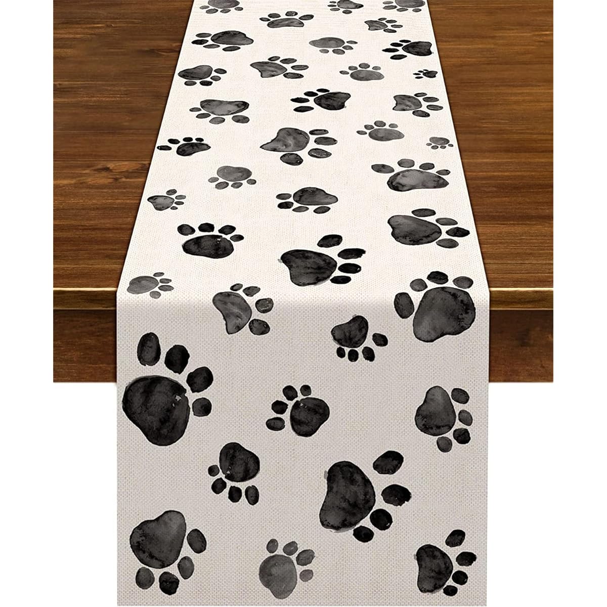 Nepnuser Dog Paw Print Table Runner Puppy Dog Birthday Party Decorations Farmhouse Dining Room Kitchen Home Decorations (13" x 108")