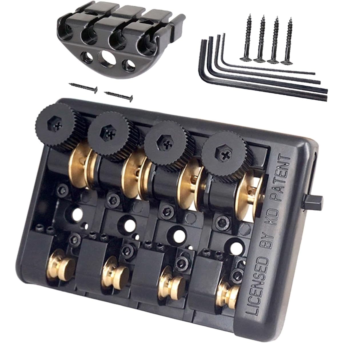 Kioware Portable Exquisite Guitar Bridge Slot 6 String Fixed Bridge Worm Engagement String Device Replacement Part for Headless Guitar, Black