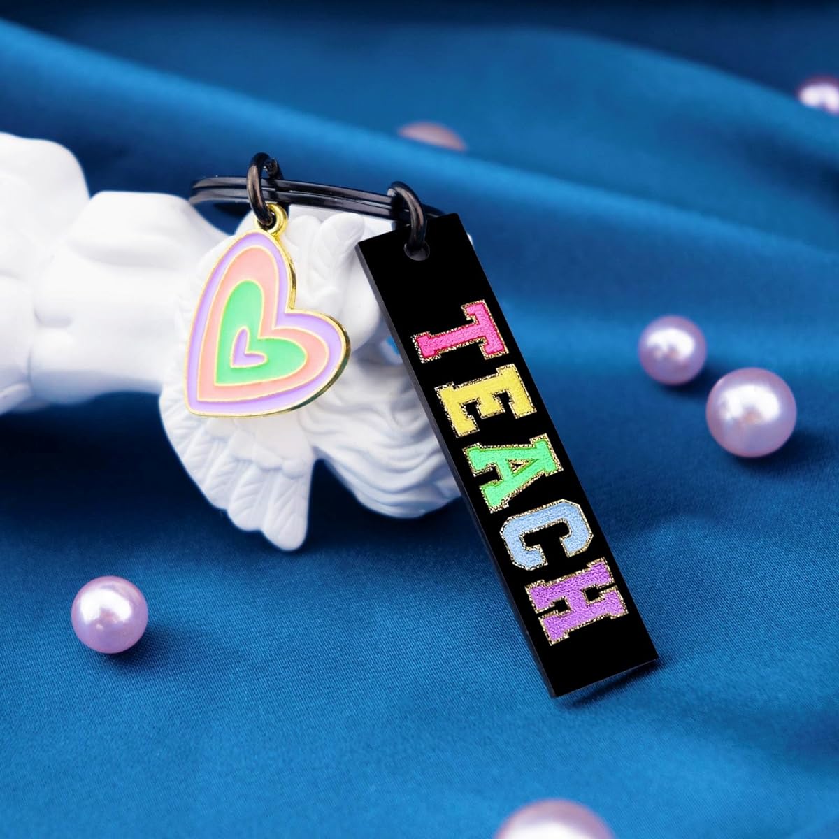Teacher Appreciation Gifts, Best Teacher Gifts for Christmas, Women, Student Gifts, Back to School Ideas, Little Teacher Gifts, Birthday, Cute Keychain, Multicolor, Small