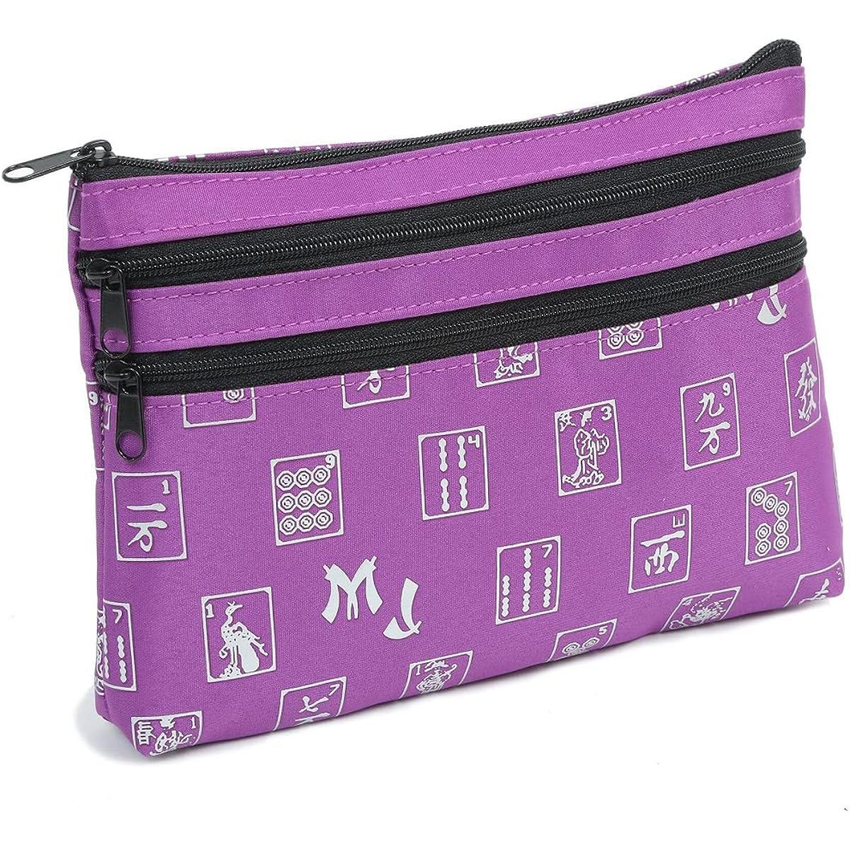 [Mahjong Direct]Mah Jongg Direct Mah Jongg Purple Logo Pattern 3 Zipper Mah Jong Purse for Mahjong Card 132696 [Parallel Import]