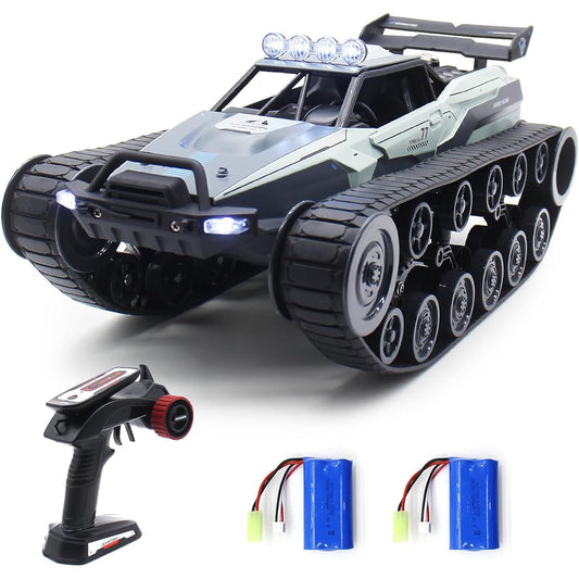 Losbenco Remote Control Tank, 1:12 Scale 2.4Ghz Alloy RC Tank 360° Rotation Off-Road 4WD RC Crawler with Spray and Light Function for Kids Adults