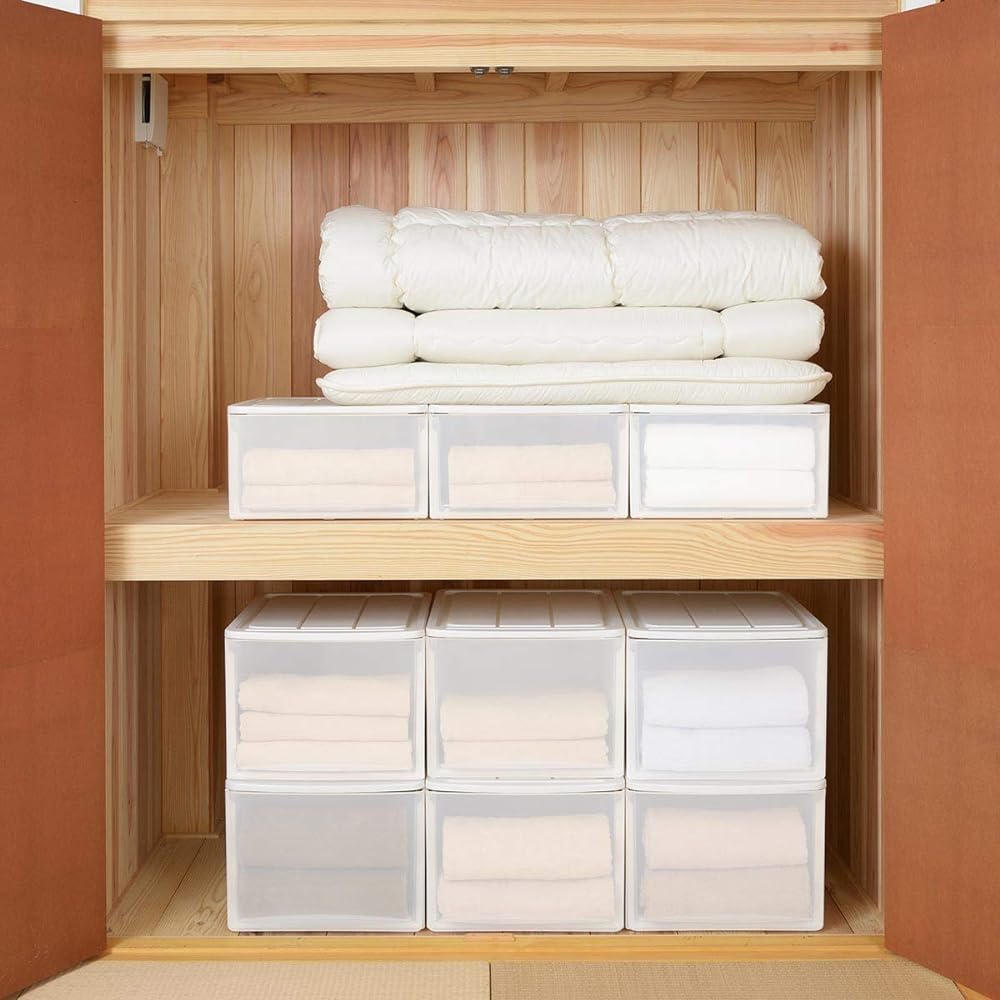 Sanka Clothes Case for Closet 23 White/Grained Color [Set of 2] (Width 39 x Depth 74 x Height 22.5 cm) Gloves ABGB0-23WH-2P Made in Japan