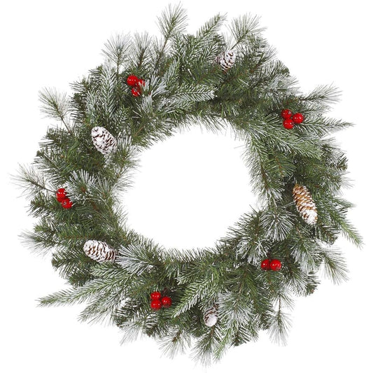 Vickerman Frosted Pine & Berry Christmas Wreath with Clear Lights, 36"