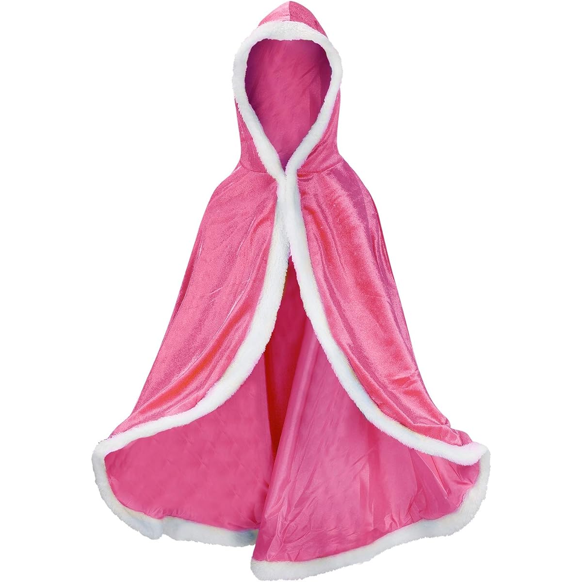 [Proumhang] Cape Princess Cape Hoodie Costume Halloween Costume Girls Cape Fits Kids Ages 2-12 Rose Red 130