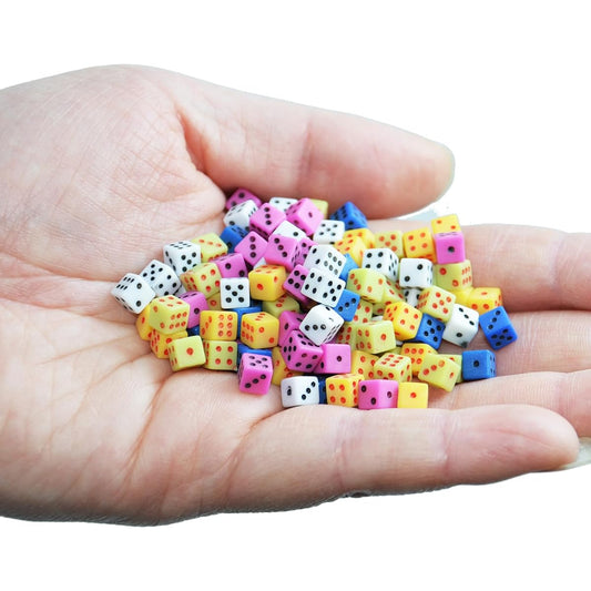 SmartDealsPro 100 Assorted 5MM D6 Mini Dice Game Dot Square Dice Set