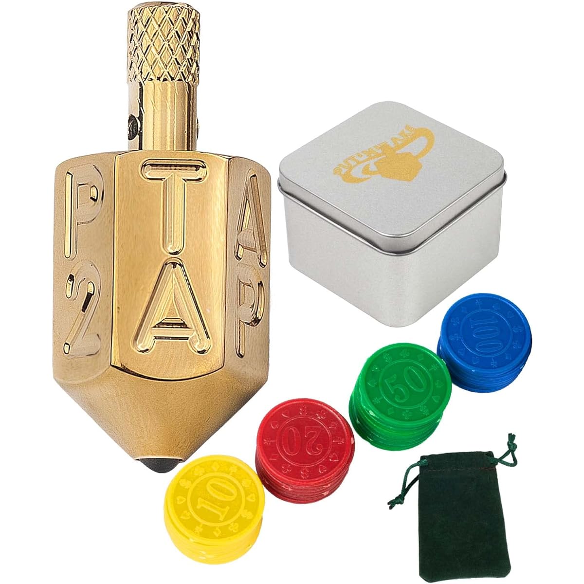 Put and Take Spinner Dice Game Game of Chance Gambling Top Dice Type Game Brass Ante Up (Dice Brass)