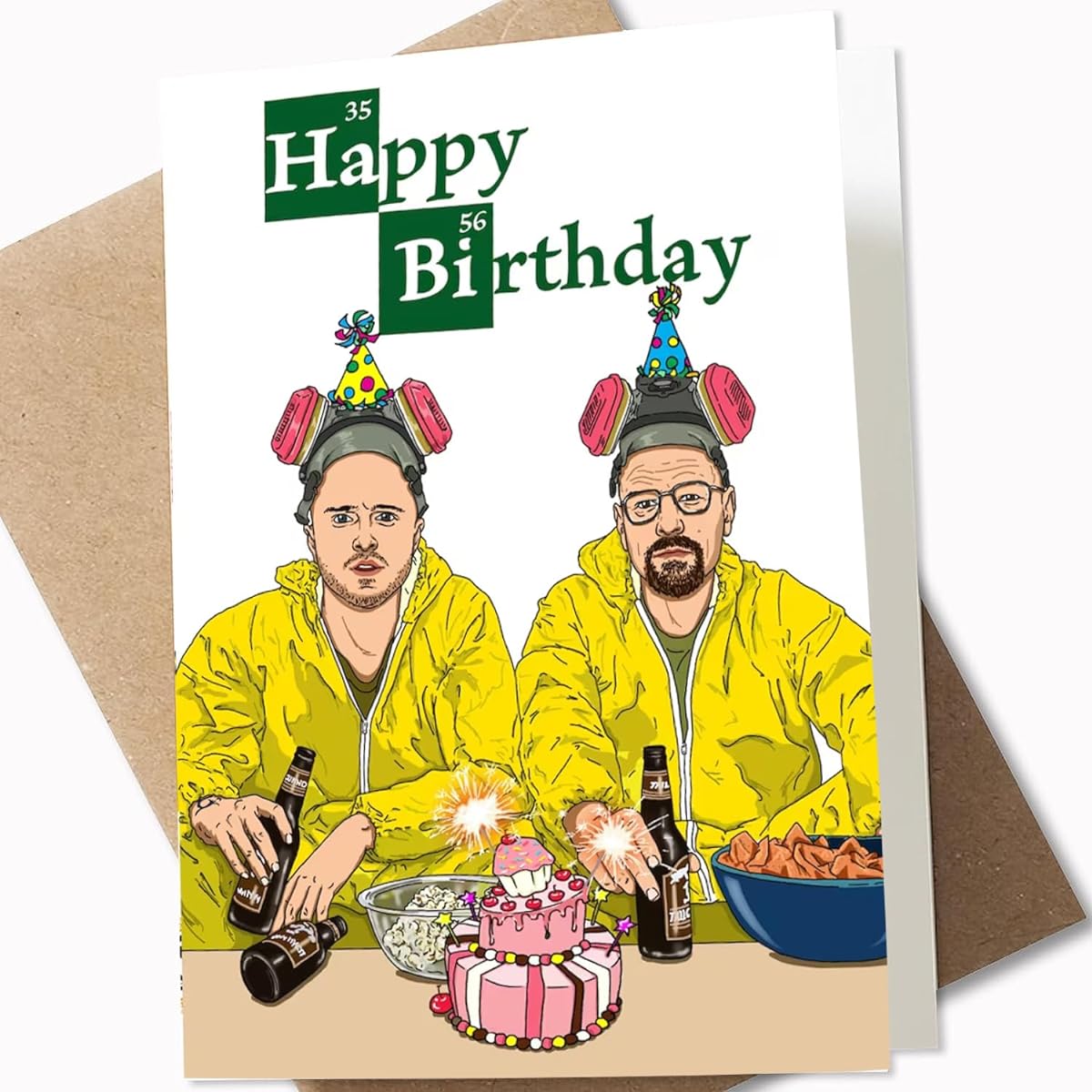 QualityLife Funny Birthday Card Style - Breaking Bad Pop Art Folding Style - Great Birthday Gift for Women Girls Him Men - Includes 4.5 x 6.5 Inch Birthday Card with Envelope