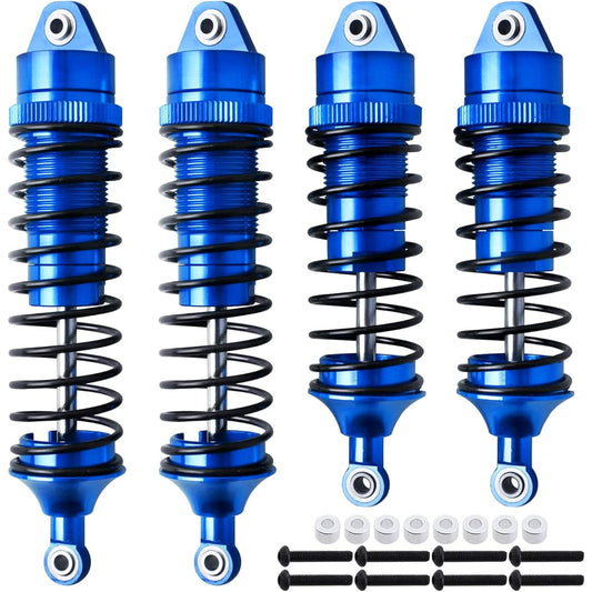 AllinRC 4pcs All Metal Aluminum Front & Rear RC Shocks for 1/10 RC Truck Traxxas Slash 2WD/4x4 Rustler 4X4 Shocks Stampede 4X4 Shocks Hox 4X4 5862 3760 3762 Replacement (Navy Blue)